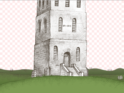 Slottsfjell hills castle green hill illustration parallax sketch tower