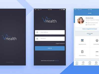 Healthcare iOS App appointment health home login medicine mobile splash ui ux