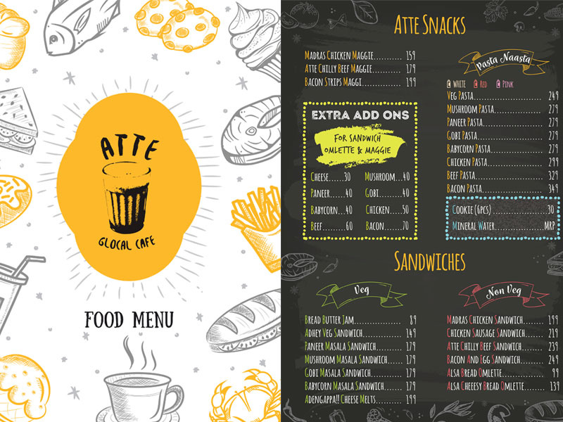 Atte Cafe Menu Card Design by Athul Athreya Dribbble 