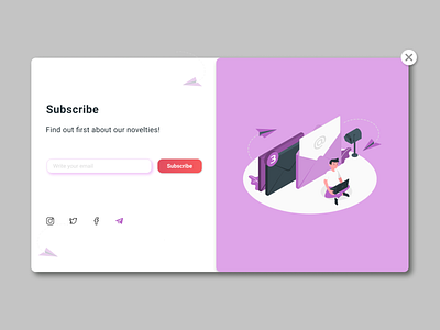 Daily UI/Subscribe - #026 black cancel design email facebook instagram landing letter red site subscribe twitter ui violet web