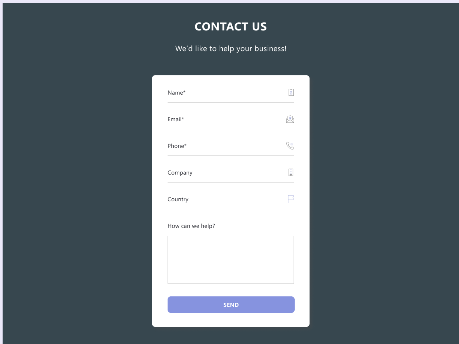 Daily UI/ Contact Us - #028 by Oksana Bereznievata on Dribbble