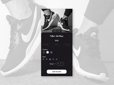 Daily UI/Customize Product - #33 black cart casual design fabric figma minus mobile nike plus price snickers total ui web white winter