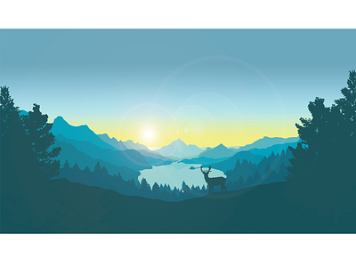 Sunrise design fire watch forest illustration mountain photoshop