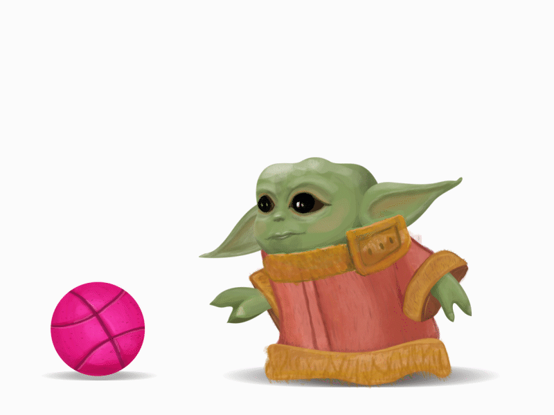Hello, Dribbble! after effects aftereffects animation babyyoda firstshot hello dribbble illustration