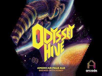 Odyssey Hive Beer Label beer label bees hornet illustration sci fi