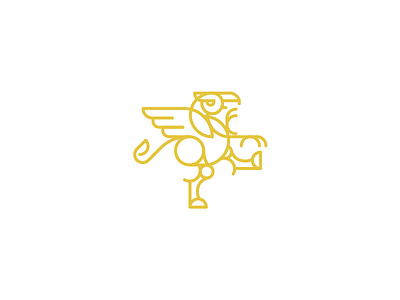 Griffen Family Crest crest eagle family gold griffin lion logo mono line wings