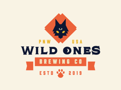 Wild Ones Brewing Co Lockup badge banner beer brand branding brewery brewery logo eye identity lockup logo mark paw pnw wolf