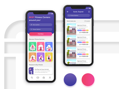 Fitness Centers Around You - App UI Concept