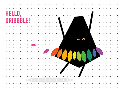 Hello, Dribbble! branding characterdesign debut design good mood happy illustration love dribbble monster welcome