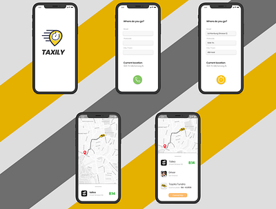 Taxily design app challenge daily 100 challenge flat illustration interface mobile ui user experience ux