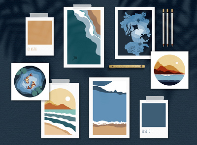 Seascape Creator Kit abstract affinity designer branding design digital illustration logo minimal ocean vector wave