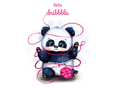 Hello Dribbble animal debutshot dribbbleworld firstshot hello dribbble illustration panda