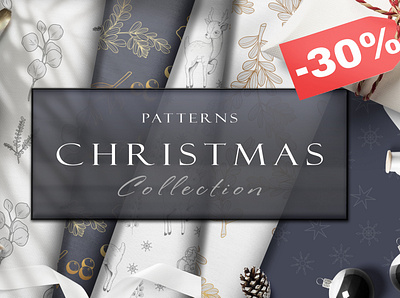 SALE 30% Christmas Patterns animal branding christmas collection cute design digital illustration kids logo pattern vector