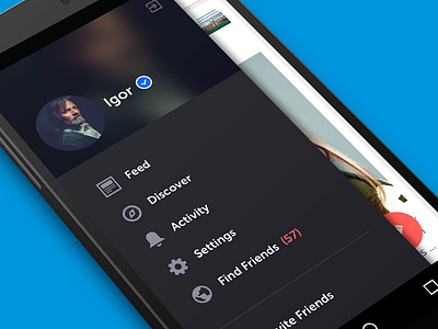 Side menu android app flat interface material menu mobile side sidemenu social ui ux