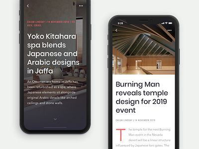 Article screen for Archo App app article design ios mobile social story storytelling ui ux