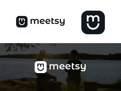 meetsy - Logo and Icon app branding dynamic friendly fun icon letter m logo mark meeting app minimal smile smiley social app