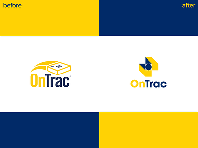 OnTrac Rebrand abstract arrow box branding courier service delivery express geometric logo mark modern rebrand redesign shapes shipment shipping