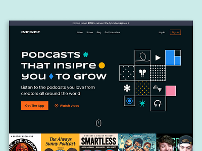 Marketing website for a podcast app audio clean desktop joe rogan landing page listen marketing website mobile app podcast product design ui ux web design website design