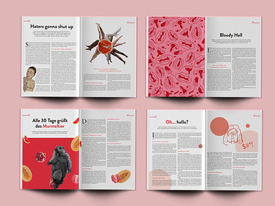 Magazin Femme Mag 2 collage art colorful design editorial editorial design female feminism illustration layout magazine menstruation period procreate
