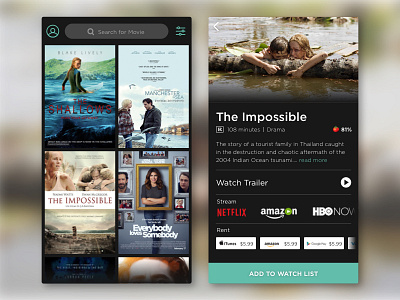 Movie Watch List app iphone7 movies search ui ux