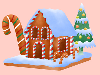 Ginger bread house watercolor candy christmas digital drawing digital painting digital watercolor drawing food ginger bread gingerbread house illustration painting santa santa clause snow snowfall snowflake sweet watercolor winter