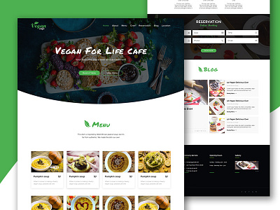 "Vegan Cafe" design cafe clean design green site ui vegan web