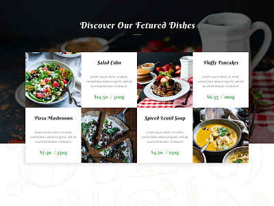 Featured dishes design for cafe theme cafe design theme ui web