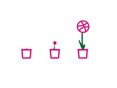 Grow with Dribbble Plant icons ball design dribbble flower grow icon logo pink plant play pot story