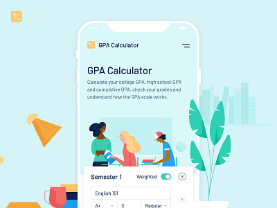 GPA Calculator clean colorful colors flat illustration interface minimal ui ux