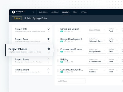 Monograph Project Onboarding dashboard interface onboarding product design ui ux web design