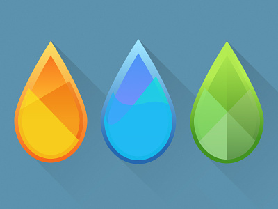 Elemental Teardrops earth fire icon logo water