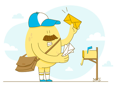 Newsletter postman app branding characterdesign creative design foodapp graphicdesign illustration mail mailbox newsletter online postman potato vector web illustration
