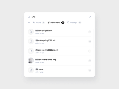 Search concept attachments clean concept digital design files light mode minimal minimalist search search results search tab ui ux web design