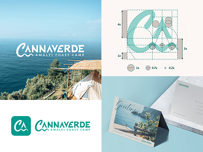Cannaverde - Logo Design amalfi coast animation brand identity branding process camp camping construction logo design grid logo lemons logodesign mark seawaves tent visual identity