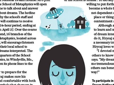 Dream Interpretation aliens dreams editorial illustration magazine sleeping ufo