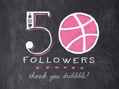 50 followers hand drawn illustration lettering love milestone thank you typography