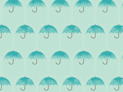 Umbrella Falls Repeat blue fabric green illustration pattern print rain repeat