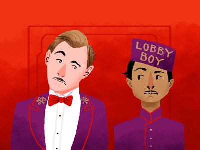 The Concierge & The Lobby Boy film grand budapest hotel illustration movies ralph fiennes tony revolori wes anderson