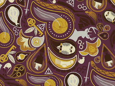 Potter Paisley fabric harry potter illustration paisley pattern repeat vector