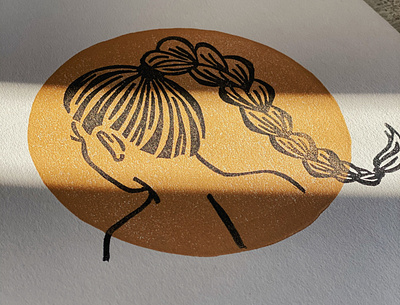 Power braid design handmade illustration ink lino linocut linoleum power braid print printmaking sun