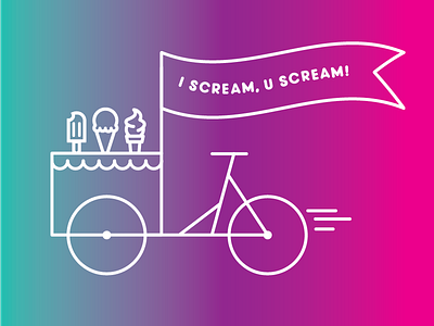 We all scream. bicycle cones frozen treats hot ice cream illustration summer