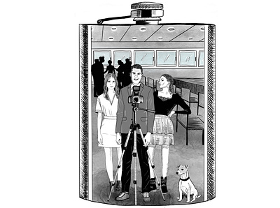 En attendant la prochaine pause blackandwhite book flask flasque illustration illustrations life nouvelle novel novels people procreate