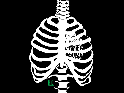 TREASURE blackandwhite bones coeur halloween heart humain human illustration os procreate ribcage skeleton squelette