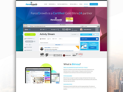 Landing page of Bitrix24 for Forcegrowth International