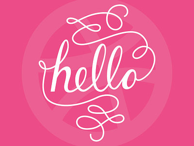 Hello Dribbble! flourish hand lettering hello lettering new script vector