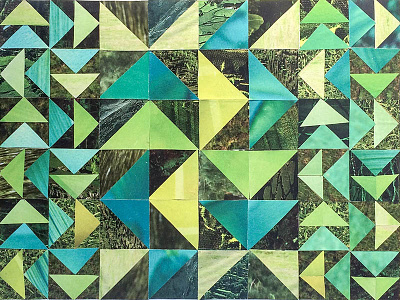 Greenway analogous collage color theory craft grass green magazine paper craft pattern pinwheel texture triangles