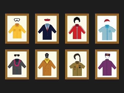 Wes Anderson's Fitting Room clothes costume darjeeling limited fantastic mr fox grand budapest hotel illustration life aquatic moonrise kingdom outfit royal tenenbaums rushmore wes anderson
