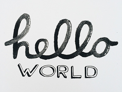 Hello World (WIP) art computer science hand lettering handlettering hello world lettering lithography printmaking type typography