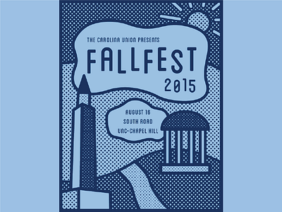 FallFest: Part 2 carolina chapel hill fall fallfest halftone old well one color pop at poster tarheel unc well