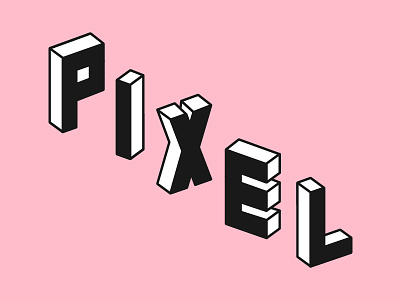 011/100 Pixel 3d black block letter dimensional pink pixel type typography white